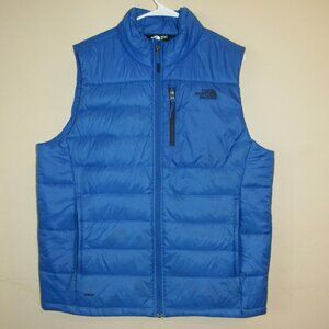 The North Face ACONCAGUA 550 Goose Down Blue Vest Full Zip Mens Large FLAW